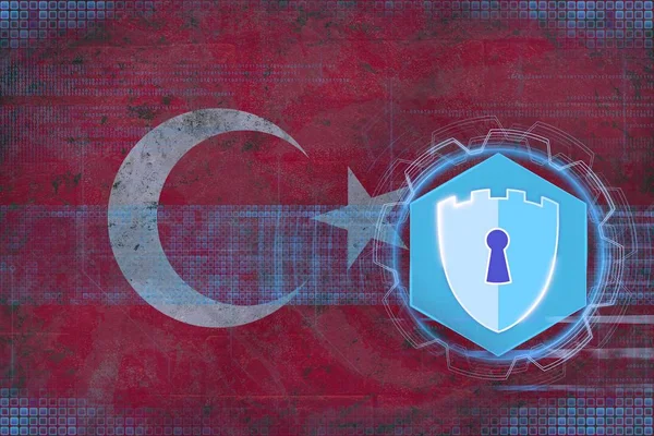 Netzsicherheit in der Türkei. Digitales Verteidigungskonzept. — Stockfoto