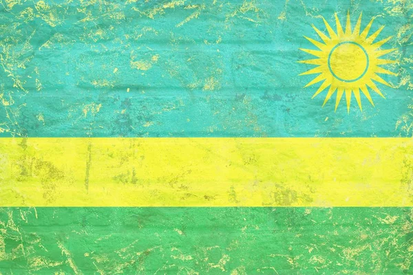 Grunge Rwanda flagga textur på tegel — Stockfoto