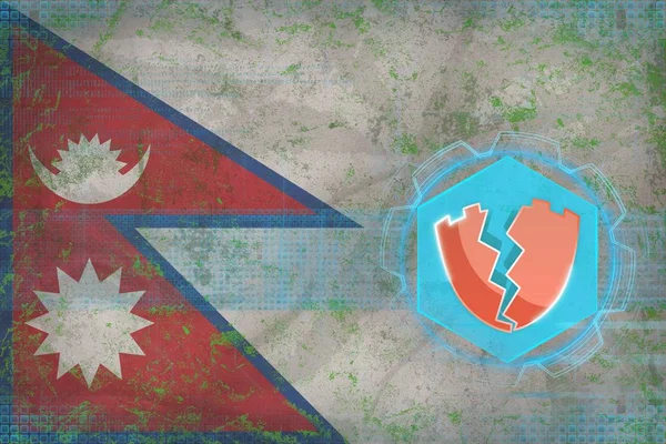 Nepal hacked, zaatakowany przez hakerów. Koncepcja obrony cyfrowy. — Zdjęcie stockowe