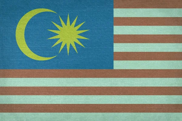 Régi Malajzia zászló minta farmer — Stock Fotó