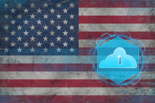 USA cloud storage. Cloud defense concept.