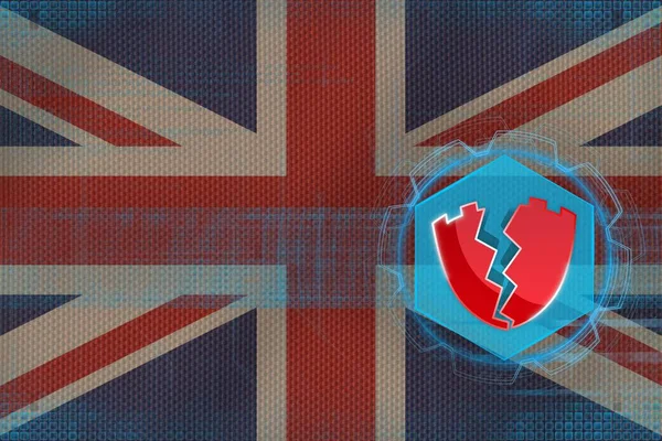 United Kingdom (UK) gehackt, von Hackern angegriffen. Web-Sicherheitskonzept. — Stockfoto