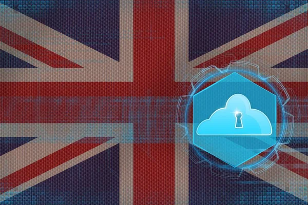 United Kingdom (UK) cloud storage. Cloud storage security concept.