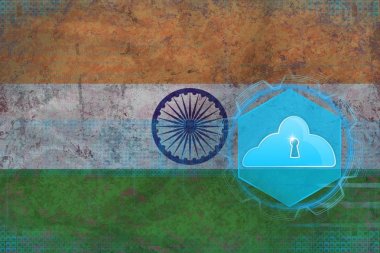 Hindistan bulut depolama. Bulut emniyet konsepti.