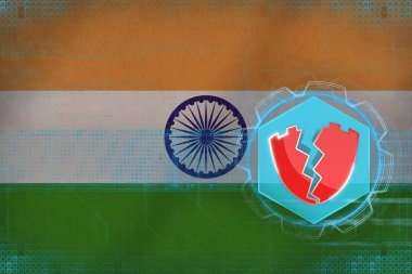 Hindistan, hackerlar tarafından saldırıya kesmek. Dijital koruma kavramı.