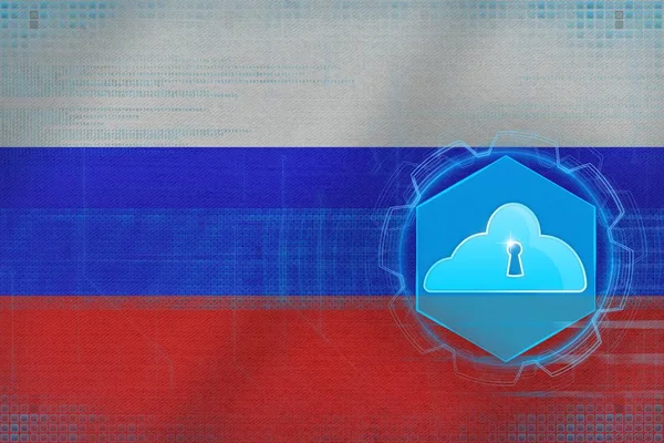 Russia cloud storage. Cloud defense concept.