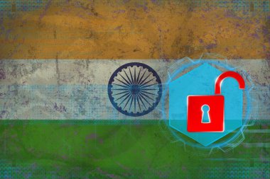 Hindistan ağ korumasız. Bilgisayar koruma kavramı.