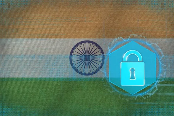 Rete India protetta. Concetto sicurezza informatica . — Foto Stock