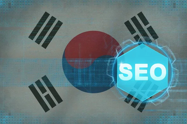 A Koreai Köztársaság (Dél-Korea) seo (search engine optimization). Kutatás motor optimization koncepció. — Stock Fotó