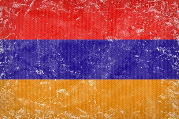 Grunge Arménia bandeira textura em tecido kapron — Fotografia de Stock