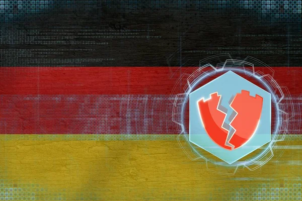 La Germania hackerata, attaccata dagli hacker. Concetto di difesa digitale . — Foto Stock