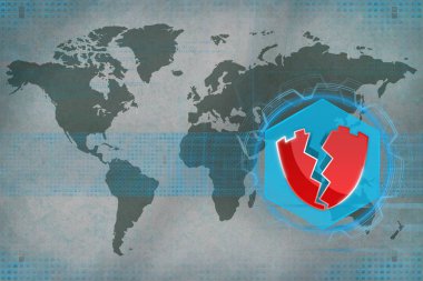 Dünya, hackerlar tarafından saldırıya kesmek. Bilgisayar güvenlik kavramı.