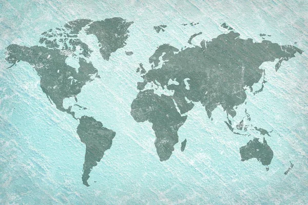 Mapa del mundo en textura de fondo de yeso granulado — Foto de Stock