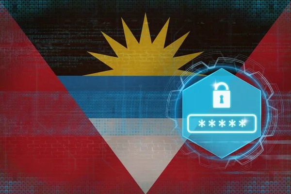 Antigua und Barbuda Passwortschutz. Digitales Sicherheitskonzept. — Stockfoto