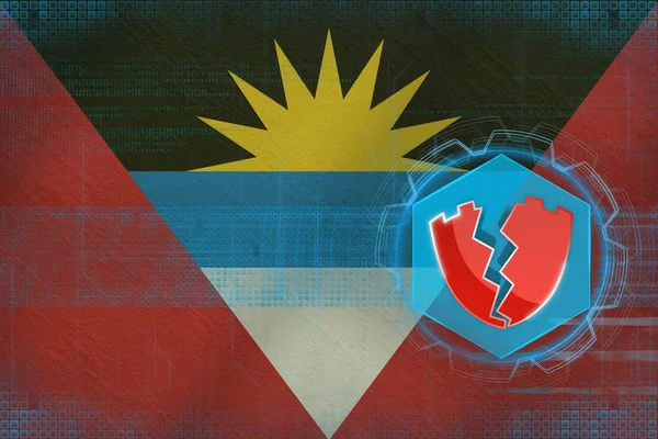 Antigua and Barbuda hacked, attacked by hackers. Digital defense concept.