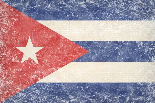 Винтажный флаг Кубы на кирпичной стене — стоковое фото