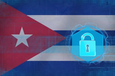 Korunan Küba ağı. Internet güvenlik kavramı.