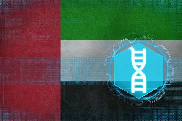 Engenharia de gene nos Emirados Árabes Unidos. Conceito de DNA. — Fotografia de Stock