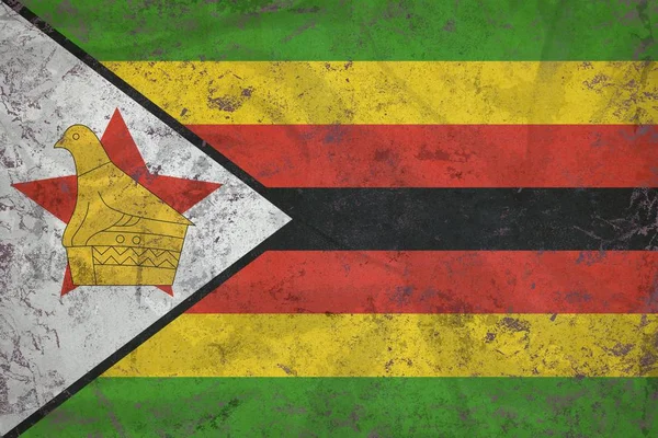 Vintage Zimbabué bandeira textura em pedra — Fotografia de Stock