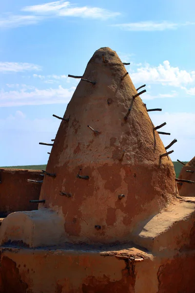 Az agyag magtár ősi Tatár-mongolok fővárosában, Sárai Batu épület rekonstrukciója — Stock Fotó