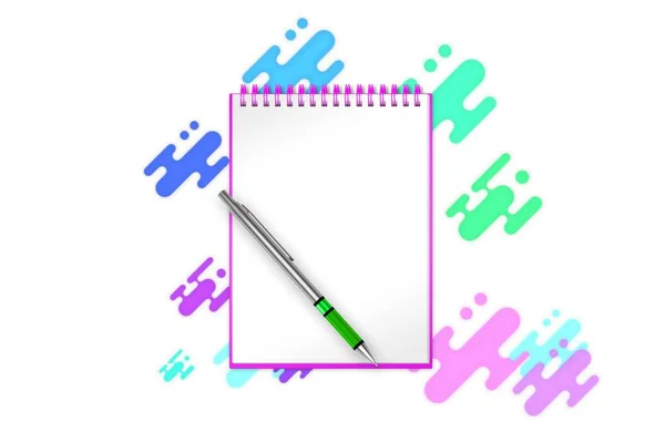 Prázdné notebook s indigo tvarů a body pozadí můžete přidat libovolný obsah. 3D obrázek — Stock fotografie