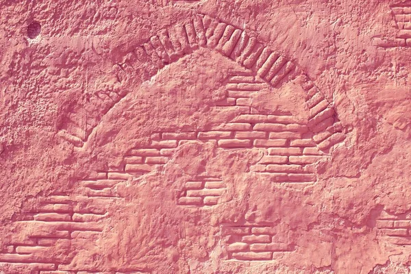 Parede de tijolo de argila retro rosa — Fotografia de Stock
