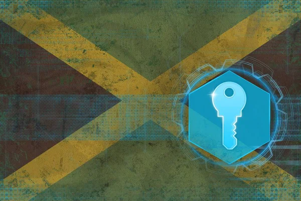 Jamaica access key. Digital defense concept.