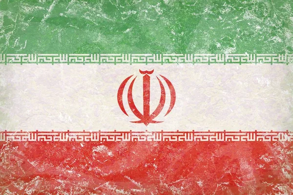 Гранж Іран прапор фону на строкаті ліпнини — стокове фото