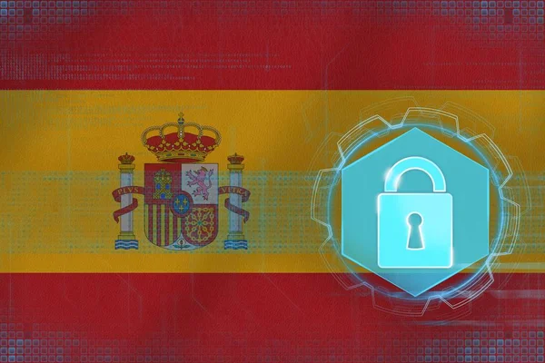 Spain network protected. Computer safety concept.