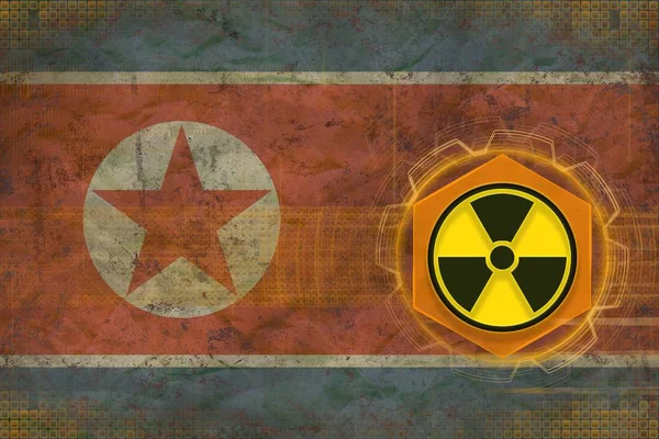 Demokratik Kore Halk Cumhuriyeti (Kuzey Kore) radyoaktif tehdit. Radyasyon tehlikesi kavramı. — Stok fotoğraf