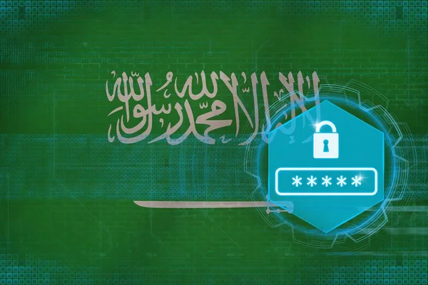 Saudi arabia passwortschutz. Netzverteidigungskonzept. — Stockfoto