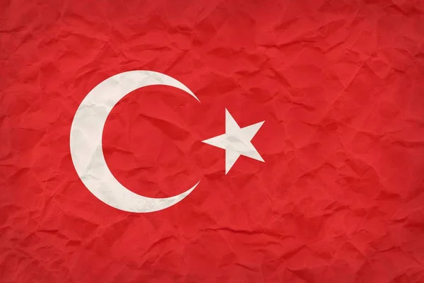Turkiet Flagga Skrynkliga Säckpapper — Stockfoto