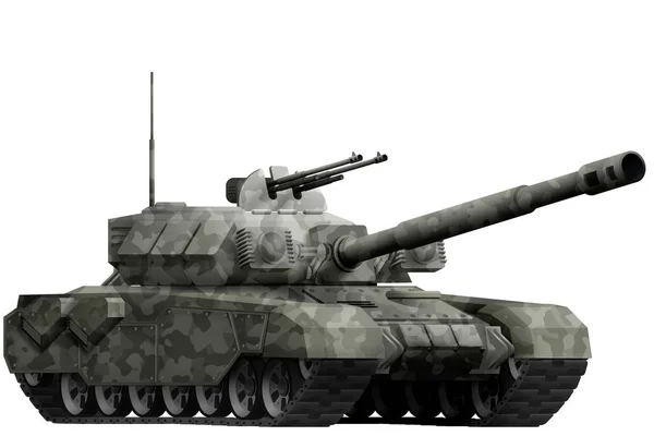 Heavy tank with city camouflage with fictional design - isolated object on white background. 3d illustration — Stock Photo, Image