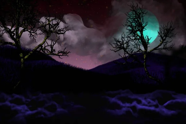 Πολύχρωμο τρομακτικό σκοτεινή νύχτα υφή - bokeh φόντο πρότυπο σχεδιασμού 3d εικόνα μαλακό focus jack-o-φανάρι έννοια — Φωτογραφία Αρχείου