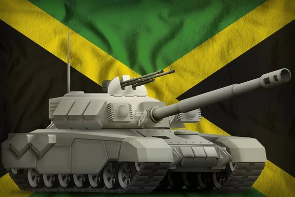 Важкий танк на ямайському національному прапорі. 3d Illustration — стокове фото