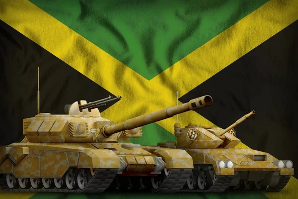 Jamaica tank forces concept on the national flag background. 3d Illustration — стокове фото