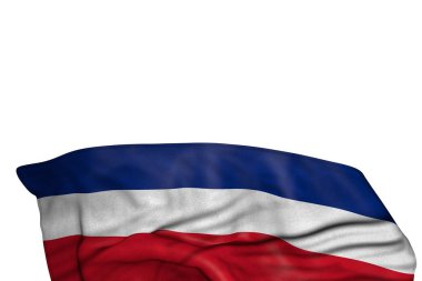 wonderful Costa Rica flag with large folds lying in the bottom isolated on white - any celebration flag 3d illustration