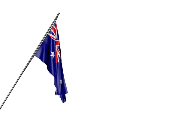 Maravillosa bandera de Australia colgando en un poste diagonal aislado en blanco - cualquier ilustración 3d bandera de vacaciones — Foto de Stock