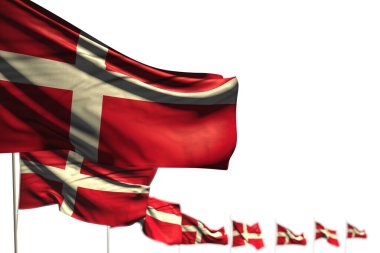 Güzel Danimarka izole edilmiş bayraklar, Bokeh ile illüstrasyon ve metin için alan - herhangi bir bayrak 3d illüstrasyonu