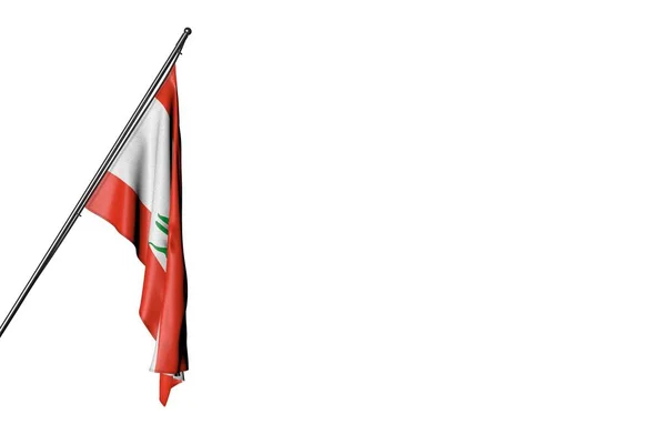 Mignon drapeau du Liban accroché sur un poteau diagonal isolé sur blanc - toute célébration drapeau illustration 3d — Photo