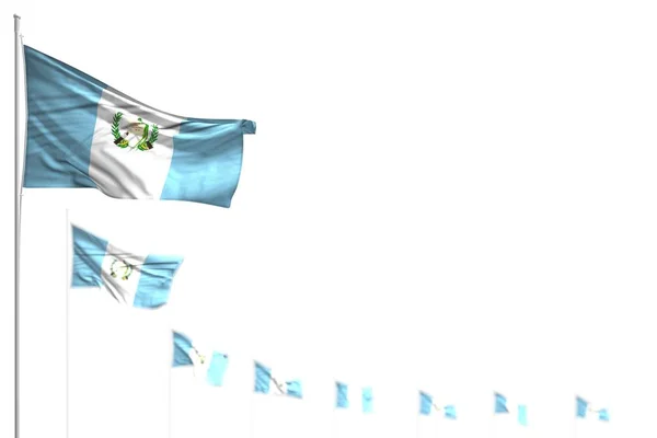 Prachtige Guatemala geïsoleerde vlaggen geplaatst diagonaal, beeld met bokeh en ruimte voor uw tekst - elke gelegenheid vlag 3d illustratie — Stockfoto