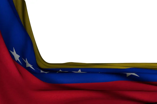 Nice isolated mockup of Venezuela flag hangs diagonal on white with empty place for text - any feast flag 3d illustration — Stock Photo, Image