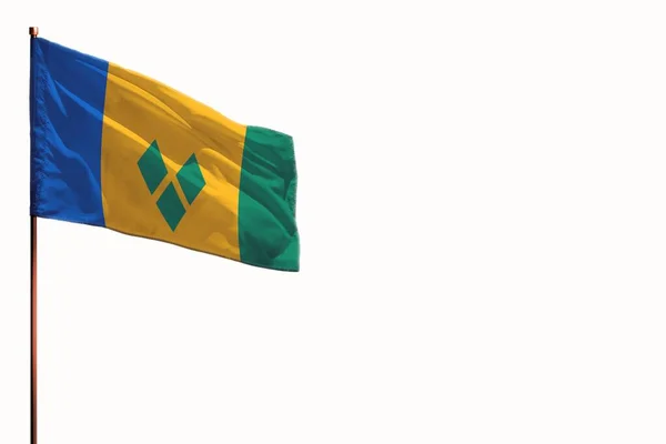 Fluttering Saint Vincent and the Grenadines isolated flag on white background, mockup with the space for your content. — Stock Photo, Image