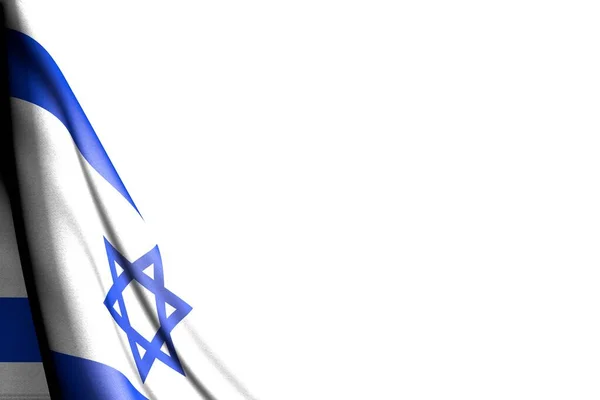Aranyos elszigetelt fotó Izrael zászló lóg a sarokban - mockup fehér hely a szöveg - bármilyen nyaralás zászló 3d illusztráció — Stock Fotó