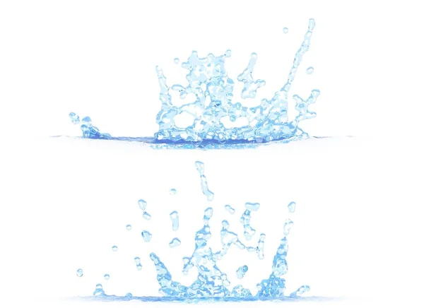 3D illustration av 2 sidoutsikt över Nice Water Splash-utkast isolerad på vitt, för design ändamål — Stockfoto