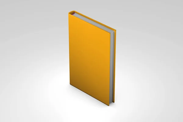 Vacker mycket hög upplösning orange stängd bok, symbol för kunskap markerad isolerad på grå bakgrund, 3D-illustration av objekt — Stockfoto