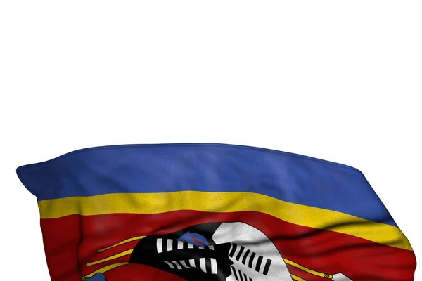 Cute Swaziland flag with large folds lying flat in the bottom isolated on white - any celebration flag 3d illustration — Stock Photo, Image