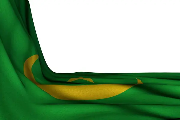 Bonito isolado maquete de Mauritânia bandeira pendurado no canto no branco com espaço vazio para o texto qualquer ocasião bandeira 3d ilustração — Fotografia de Stock