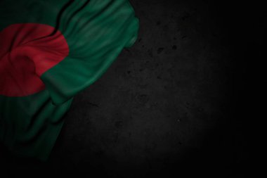Bangladeş bayrağının içeriğiniz için boş alanı olan siyah taşın üzerinde geniş katlı koyu renkli fotoğrafı - herhangi bir olay 3d illüstrasyon işareti