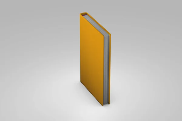 Roztomilý high resolution zlatá kniha zavřená, poznání den koncept zvýrazněno izolované na šedém pozadí, 3D ilustrace objektu — Stock fotografie